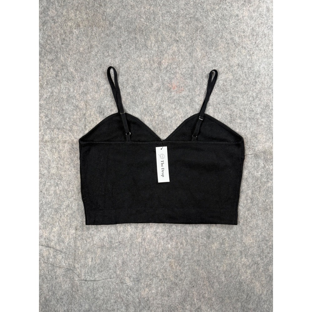 The Drop Cami Crop Top Womens L Black Ribbed Knit Sweetheart Boho Y2K Minimalist - Picture 5 of 5